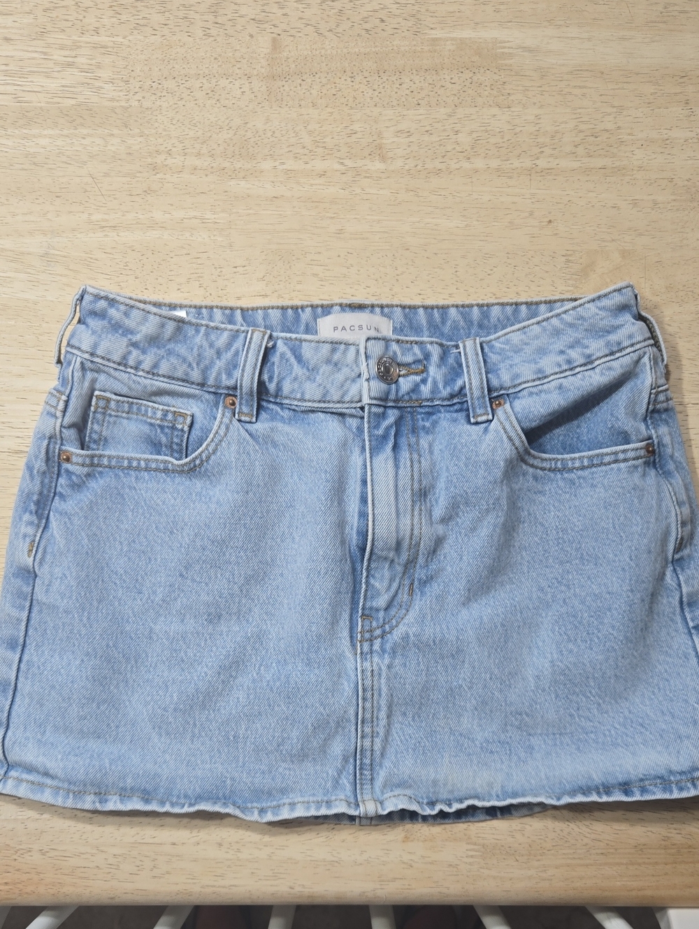 PacSun Light Blue Denim Mini Skirt with Front Pockets